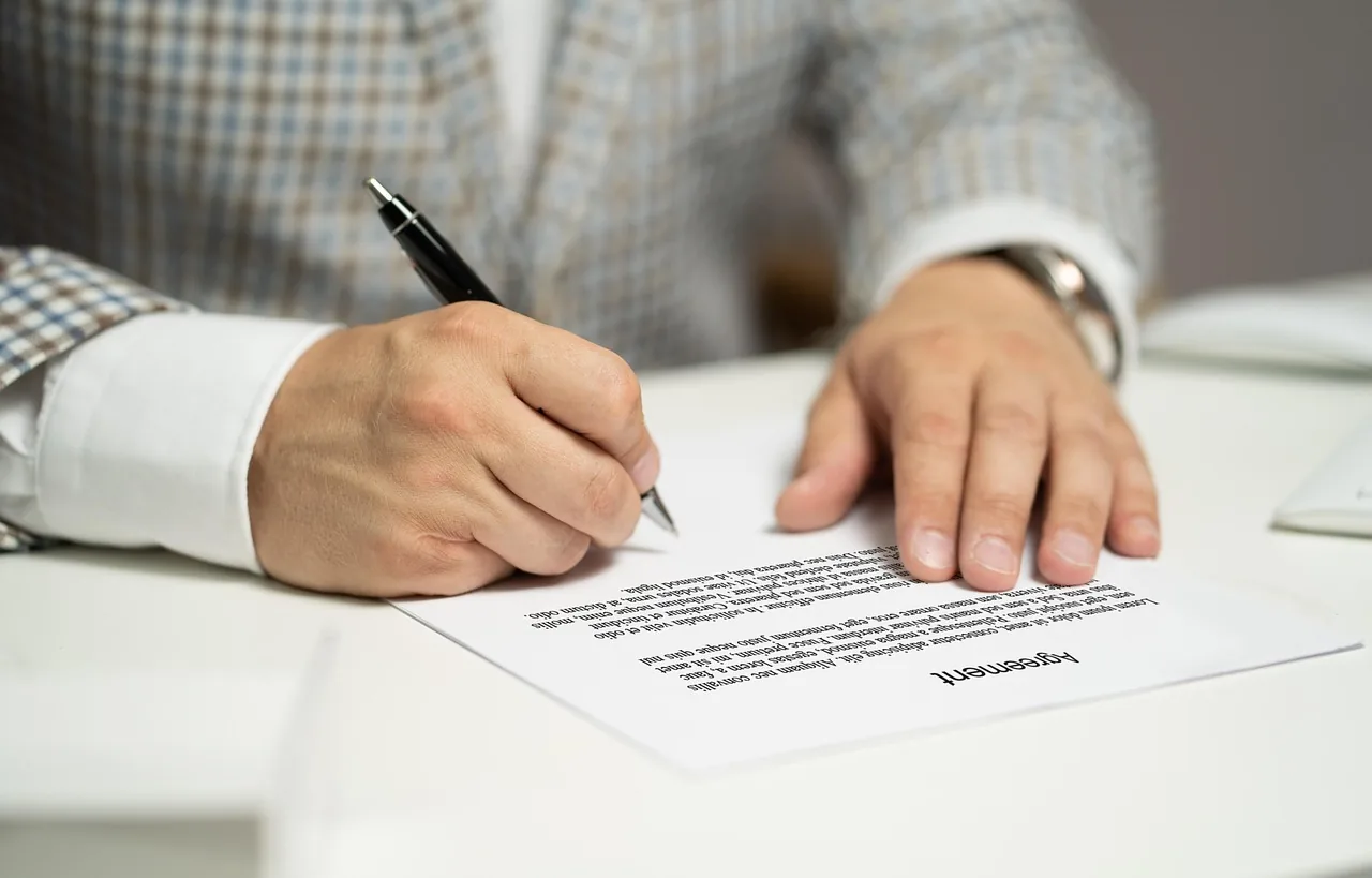 Commercial lease agreement being signed