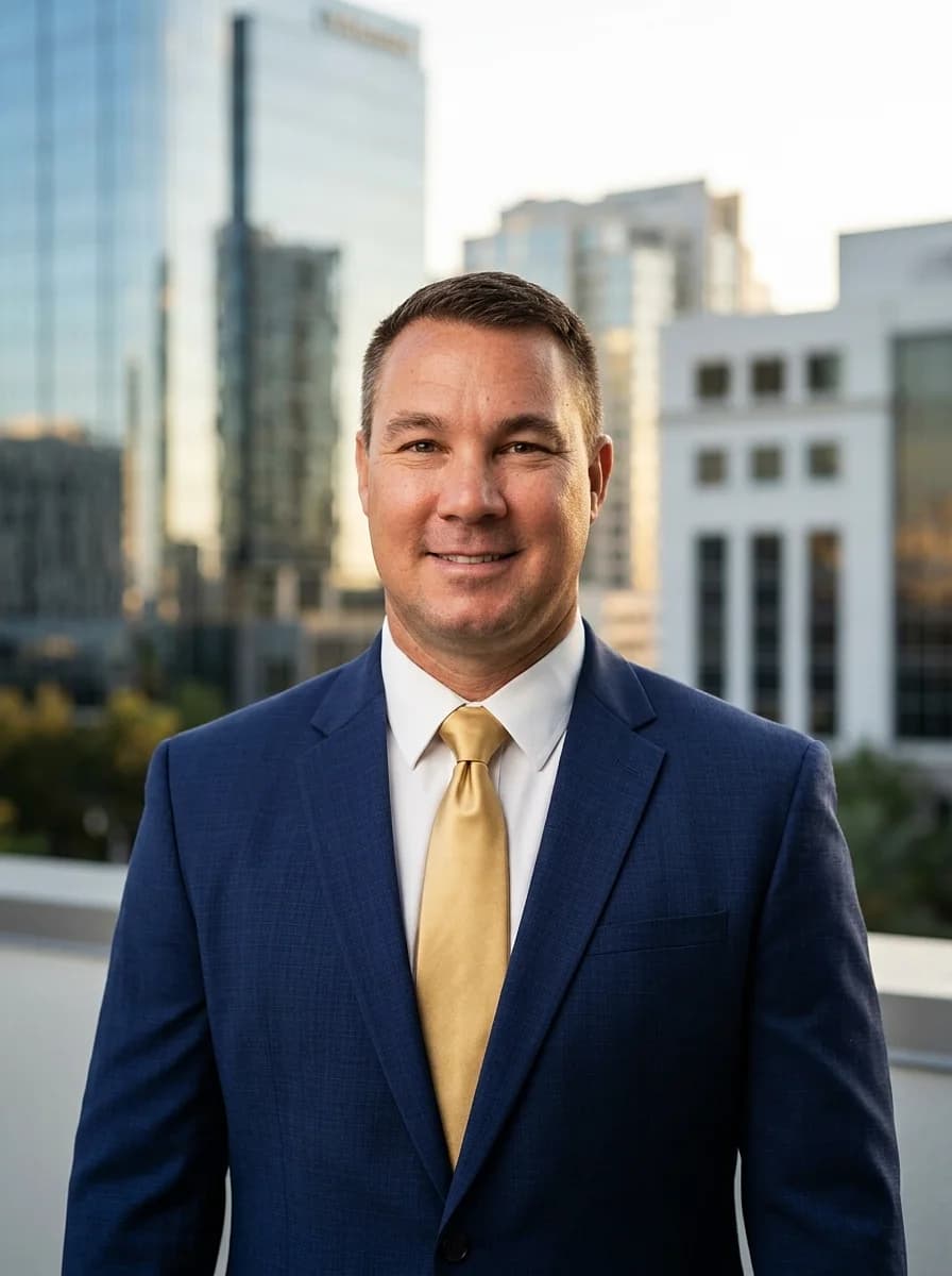 Ryan Solberg with the downtown Orlando skyline behind him